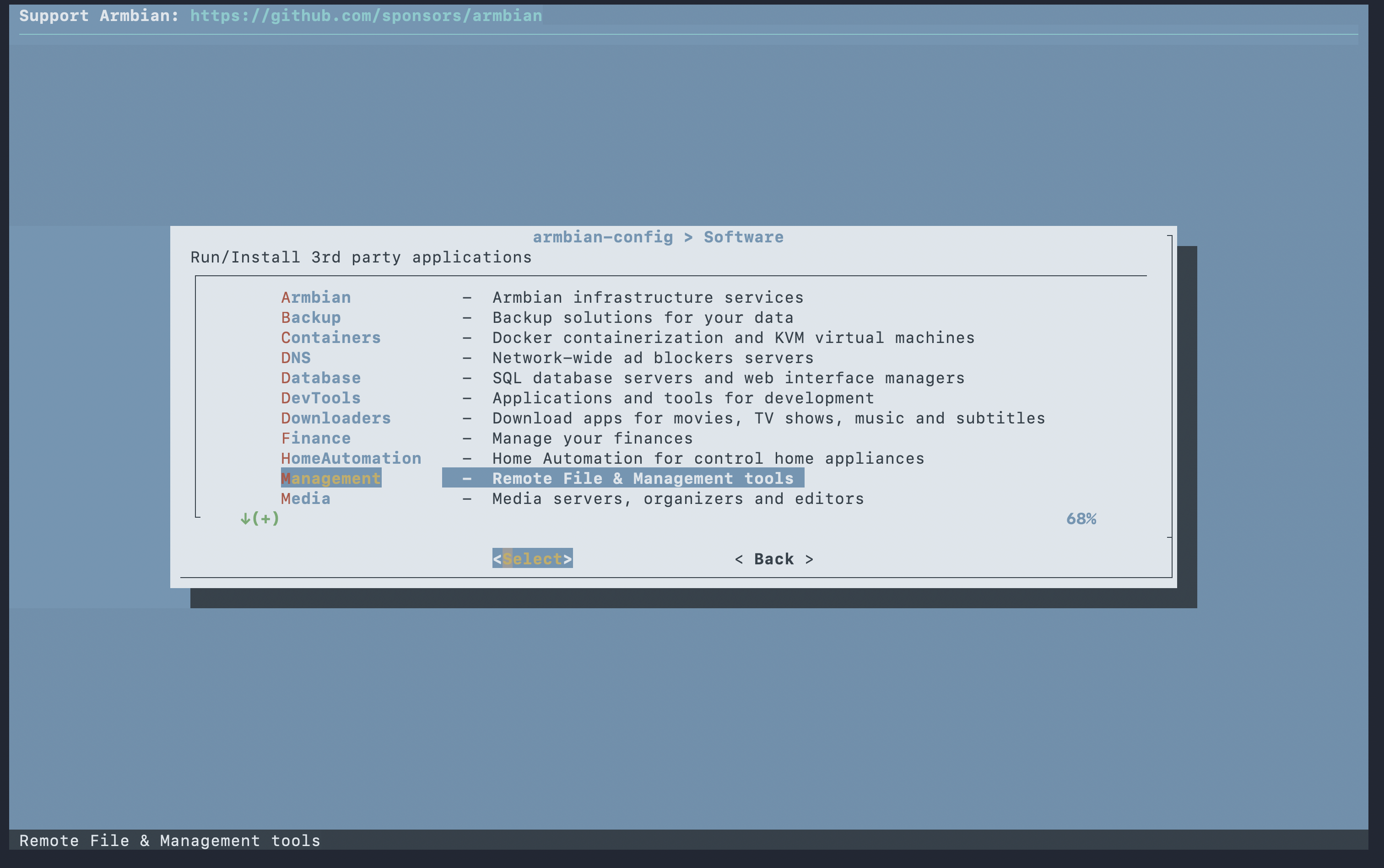 armbian-config > Software