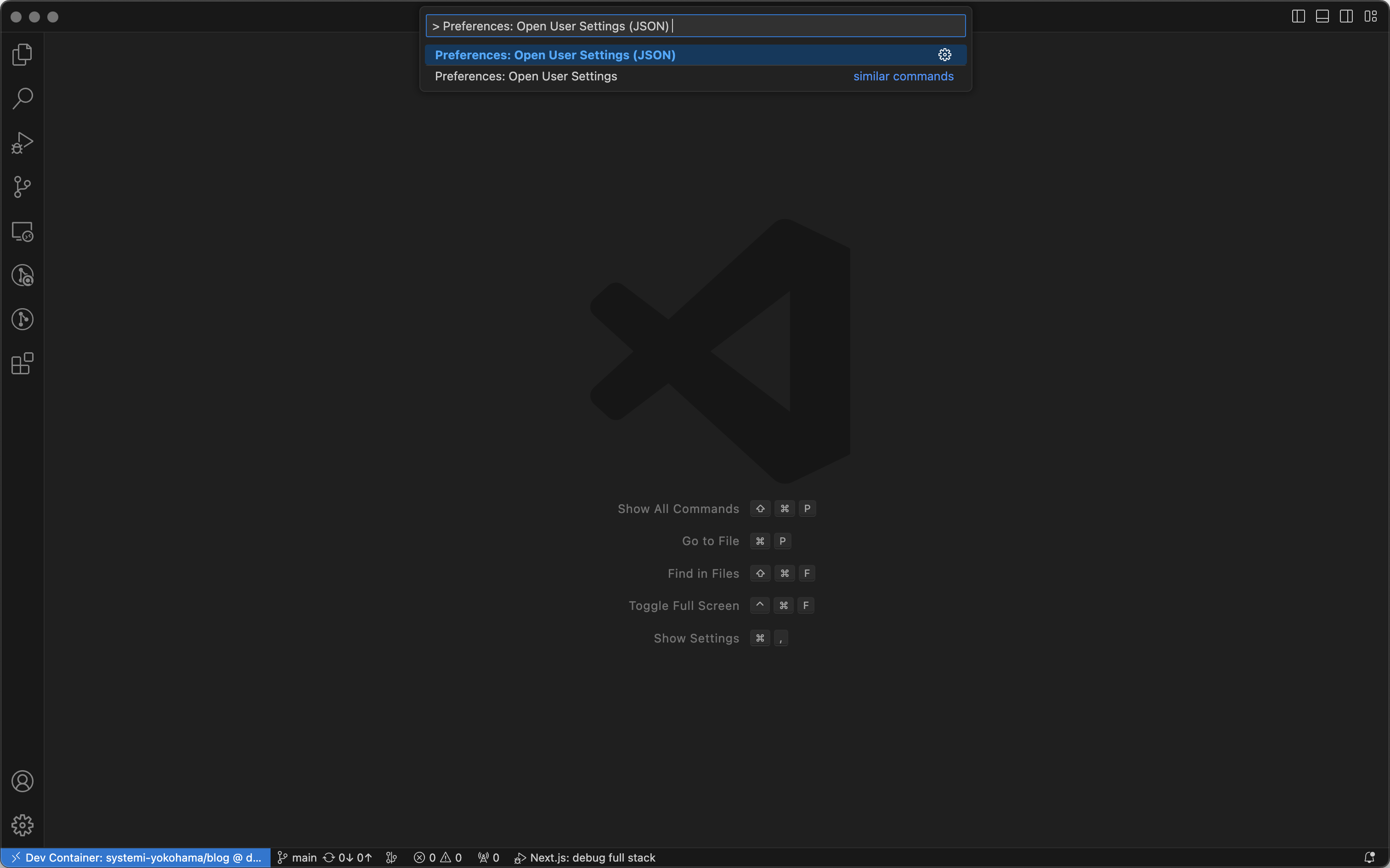 Code - Preferences: Open User Settings (JSON)