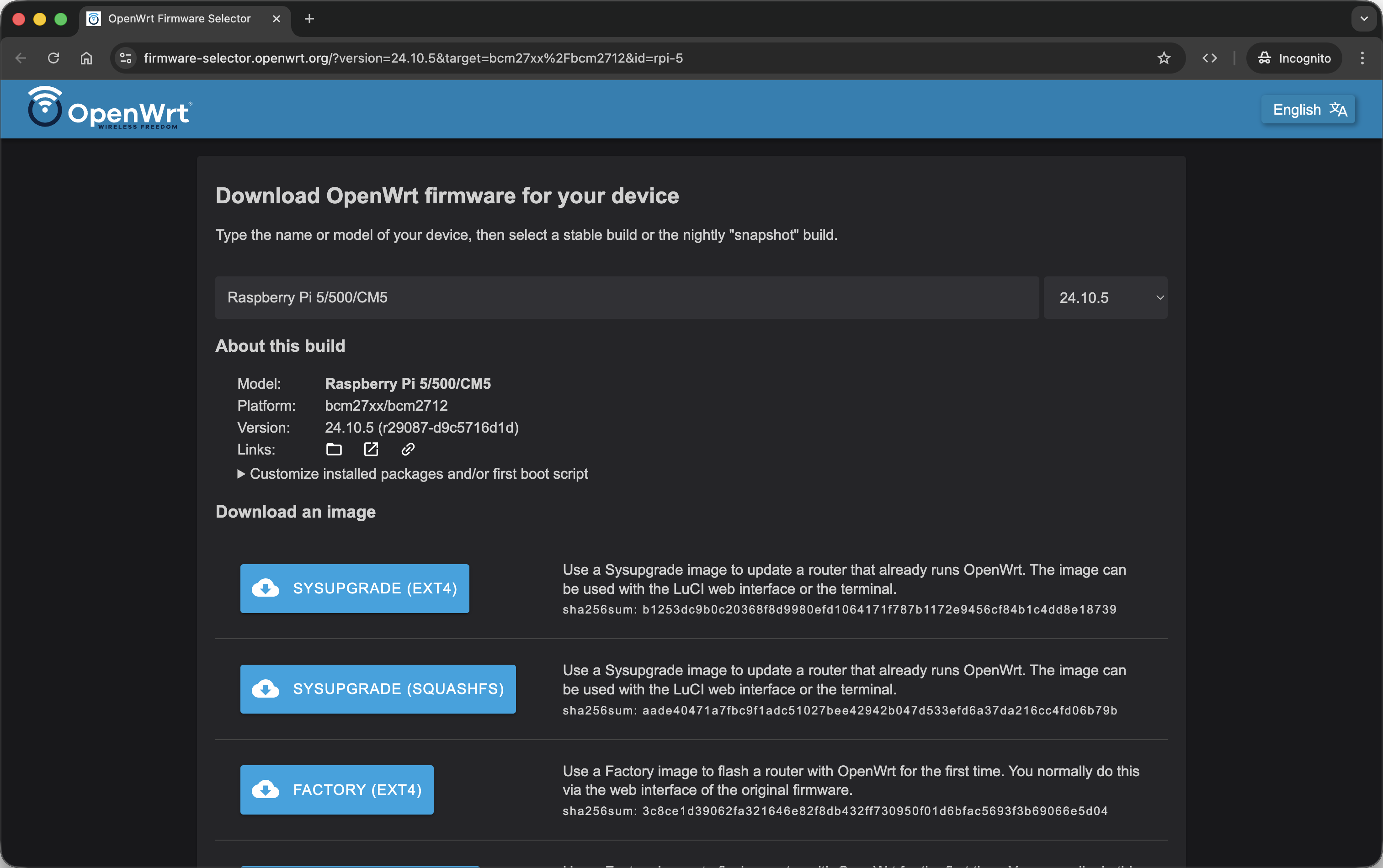 OpenWrt Firmware Selector